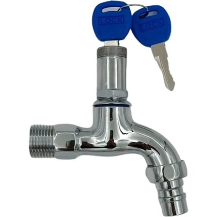 Vanntett kran 1/2", Vannkran, Utendørskran, med lås, Utendørskran med lås, lengde 10cm, inkludert 2 nøkler, Utendørskran 1/2