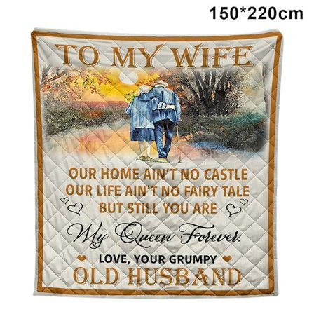 Till min fru filt printed diamantsydd mönster bomullsfyllnad filt tunn stil täcke