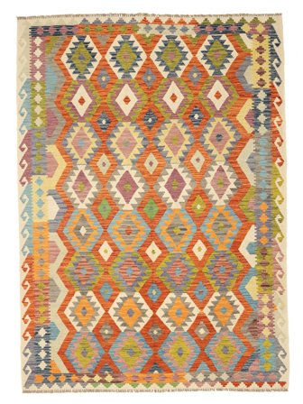 Tessuto A Mano Kilim Afghan Old Style Tappeto 208X289 Di Lana