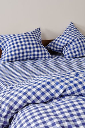 Jotex - Stretchlaken Økologisk Klar blå/hvit - LAUREN - Kjøp Dra-på-laken hos Jotex