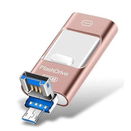 Flash Memory Compatible with iPhone 128GB, 4-in-1 USB-C Memory Stick, Photo Memory External Storage USB Flash Drive Compatible with iPhone iPad 