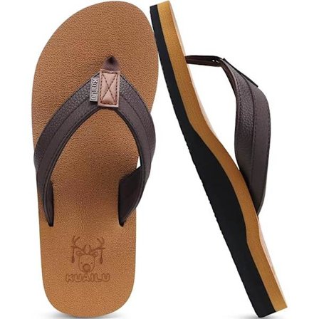 Yoga Mat Flip-flops i läder för män med stöd för fotvalvet, bekväma vadderade promenadsandaler, slip-on för inom- och utomhusbruk