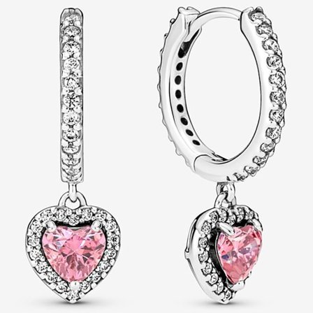 Pandora Sterling Silver Halo Heart Hug Brilliant Year Örhängen 291445C01, Inkluderar Originalask