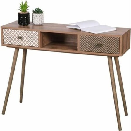 Entréemøbel Console BAOBAB Skandinavisk Stil Med Bord 2 Skuffer 1 Niche - L.100 x l.29 x H.75 cm
