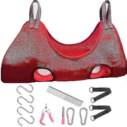 Hengekøye for kjæledyrpleie med hundeklosaks, trimkniv for katt og hund, bade- og stellepose (S)