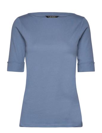 Stretch Cotton Boatneck Tee Tops T-shirts & Tops Short-sleeved Blue Lauren Ralph Lauren