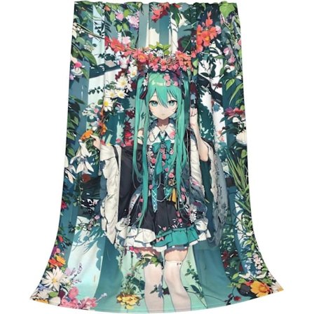 Hatsune Miku animerad karaktär filt flanell luftkonditioneringsfilt sommar sval filt handduk