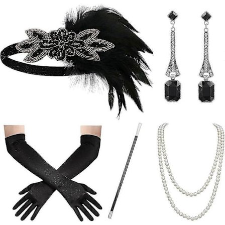 1920'er Great Gatsby Tilbehørssæt til Kvinder, Flapper Pandebånd Hovedbeklædning Brølende 20'er Kostume Tilbehørssæt