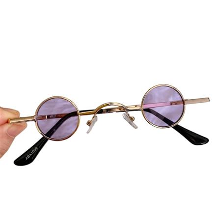 Vintage pyöreät metallirunkoiset lasit Ultrakevyet mukavat käyttää aurinkolasit pukeutumisteemaiset juhlatarvikkeet Gold Frame Purple