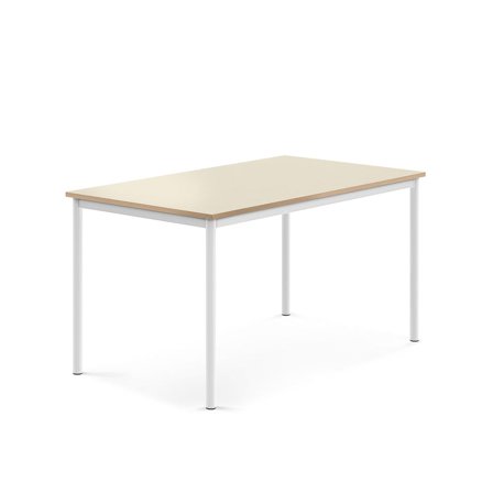 Tisch SONITUS, 1400x800x720 mm, Hochdrucklaminat Birke, weiß