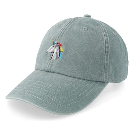 Origami - Origami Unicorn Head Vintage Washed Sage Green Unconstructed Green Cap - @ Hatstore