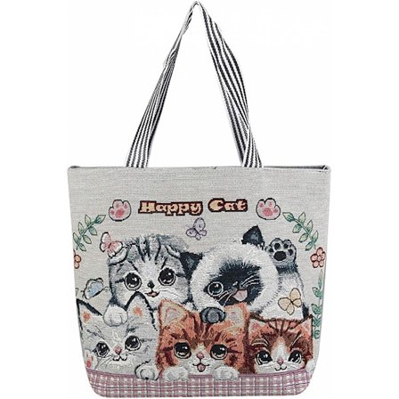 Canvas Tote Bag For Kvinner, gjenbrukbar handlepose Bærbar skulderpose Skolebag A916-411