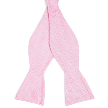 Papillon da annodare in seta rosa con motivo a pois per uomini - Papillon da annodare