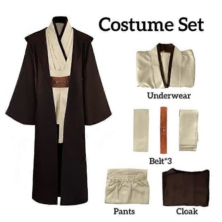 Obi Wan Kenobi Herrekostyme Robe, Voksen Jedi Knight Kappe Komplett Sett, Hette Tunika Uniform Cosplay Antrekk, Halloween Star Wars Kostyme