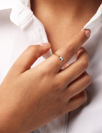 Design Letters Bow Tie Ring - Blue - ONE SIZE