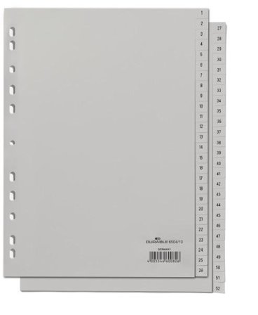 DURABLE Ordnerregister 1-52 Durable 6504 grau Variante: grau, [10]