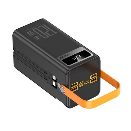 120W mobil strømadapter strømstasjon med to integrerte kabler og sterkt LED-lys