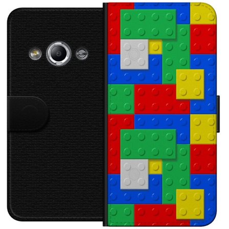 Kompatibel Tegnebogsetui til Samsung Galaxy Xcover 3 Farverigt byggeblokmønster, legende design inspireret af klassiske byggelegetøj i rødt, blåt,