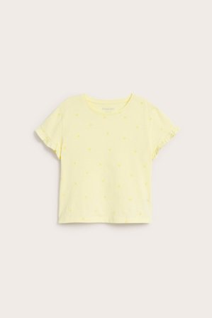 Kappahl | Bawełniany top z wzorem w serca Jasnożółty 98/104 | Jasnożółty
