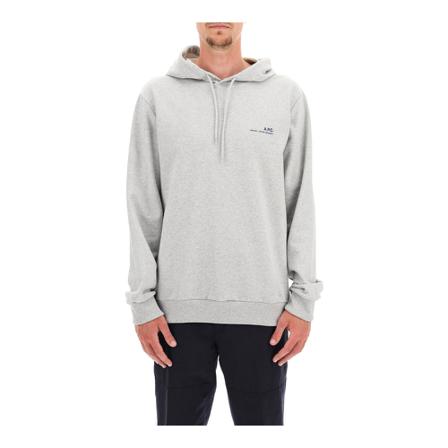 A.p.c., A.p.c. item 001 logo print hoodie Grijs, Heren, Maat:M