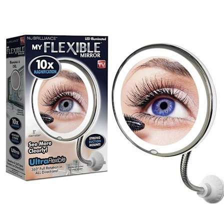 10x forstørrelsesspejl til makeup med sugekop, 360 graders fold