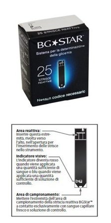 BG Star 25 Strisce Glicemia Monitoraggio Preciso Zuccheri