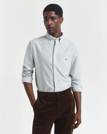 GANT Herren Regular Fit Banker Stripe Classic Oxford-Hemd (XL) Grün