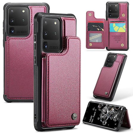 CASEME C22-serie for Samsung Galaxy S20 Ultra-deksel i skinn+TPU med 5 kortspor