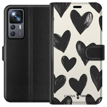 Kompatibelt Lommeboketui til Xiaomi Xiaomi 12T Cactus and Friends - Bold Black Love Pattern