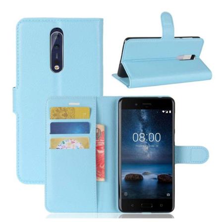 Nokia 8 Magnetfodral I Läderskinn - Blå