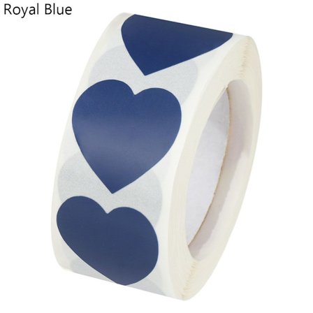 500 st Love Heart Shaped Seal Etiketter ROYAL BLUE