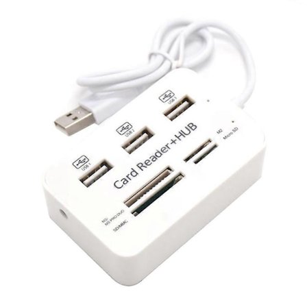 7 i 1 USB 2.0 HUB Kortläsare Combo Höghastighets Extern Minneskortläsare Surfplatta Laddning Förlängningsdocka