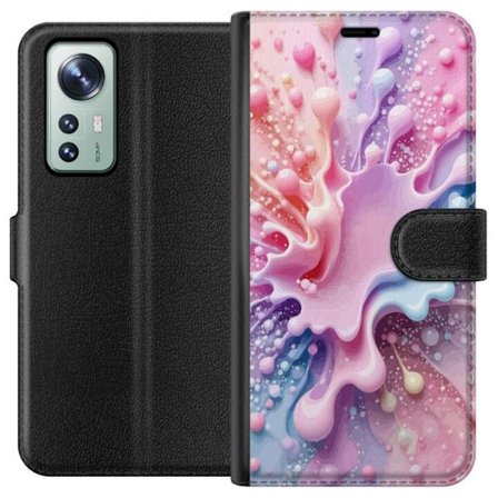 Yhteensopiva Lompakkokotelo Xiaomi Xiaomi 12 Pastellisuihku - Abstrakti motiivi vaaleanpunaisissa, sinisissä ja purppuran sävyissä