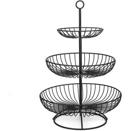 3-Tier Fruit Basket with Detachable Fruit Bowl for Vegetables, Snacks