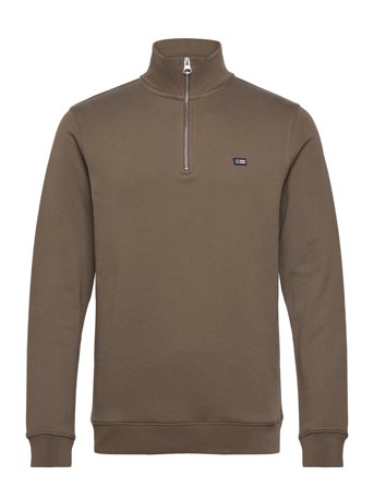 Organic Cotton Half-Zip Sweatshirt Brown Lexington Clothing
