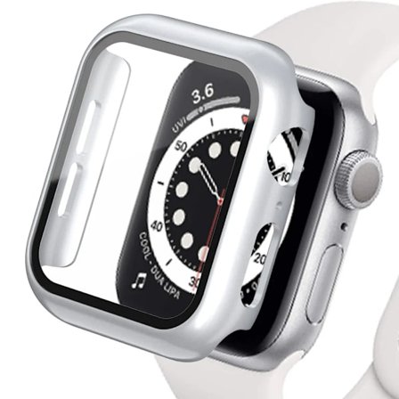 Härdat fodral för Apple Watch Watch Case 9 8 7 6 5 4 38 40mm Tillbehör Skärmskydd iWatch Serie 44mm 45mm 41mm 42mm Silver 1 Silver 1 Silver 1