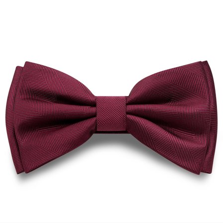 Burgundy Pre-Tied Herringbone Bow Tie for Men - Pre-tied bow ties