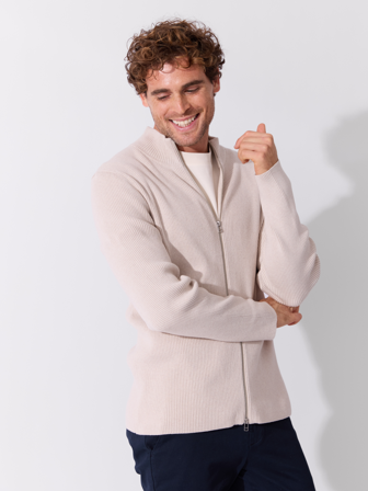 MATCH - Bruno zip cardigan - Mario Conti - Str. M - Herre - Gensere & Cardigans - Grå - 90% bomull 10% elastan