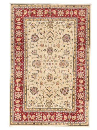 Hand Knotted Kazak Fine Rug 195X296 Brown/Beige