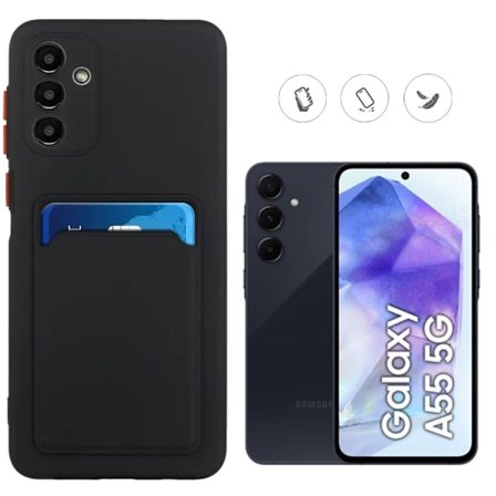 Samsung Galaxy A55 skal mobilcover kortlomme sort