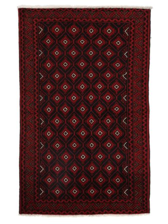 Noué À La Main Baloutche Tapis 130X204 Persan De Laine Noir/Rouge Foncé Petit