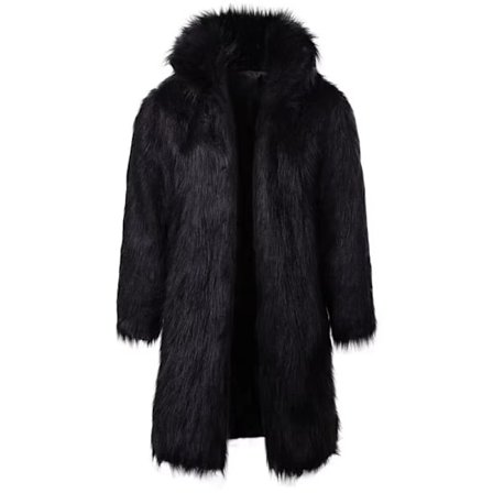 Mænds Luksuriøs Lang Kunstig Pels Frakke Vinter Fuzzy Fluffy Parka Overfrakke