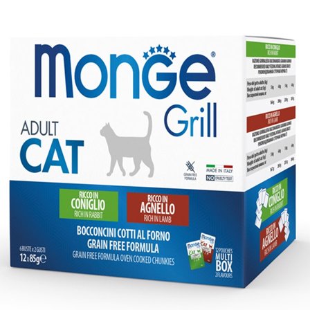 Monge Grill Adult Multibox Mix Coniglio Agnello Cibo Umido Per