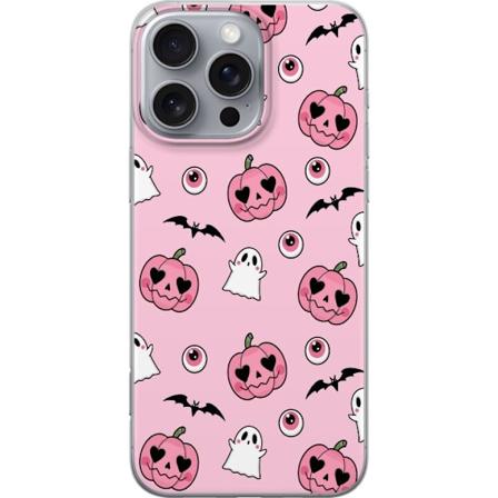 Apple iPhone 16 Pro Max Läpinäkyvä kuori Halloween Rosa