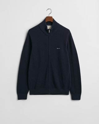 GANT - Cardigan i bomullspiqué til herre evening blue