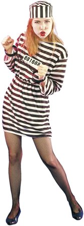 Kvindeligt Fængselsdragt Kostume