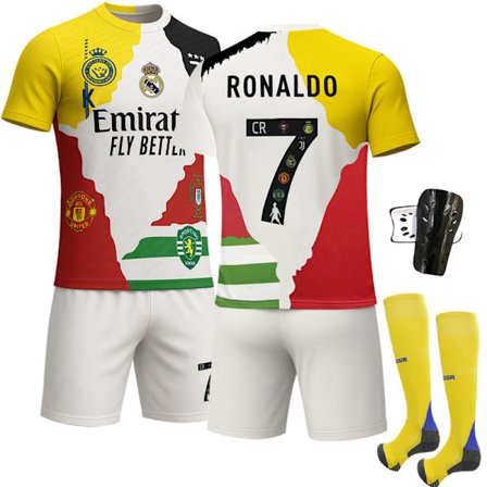 2025-2026 CR7 NO.7 RONALDO Legend Tröjor Barn Vuxen Fotbollströja Med strumpor+knäskydd Med strumpor+knäskydd 24_MGF