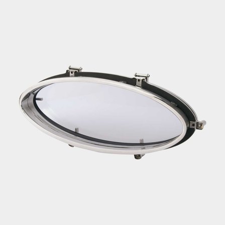 Patrijspoort met insectennet Bomar Premier Eclipse, met frictiescharnieren, 180°, 202 x 459 mm (uitsnijdingsmaat), 221 x 478 mm (buitenmaat), zilver/