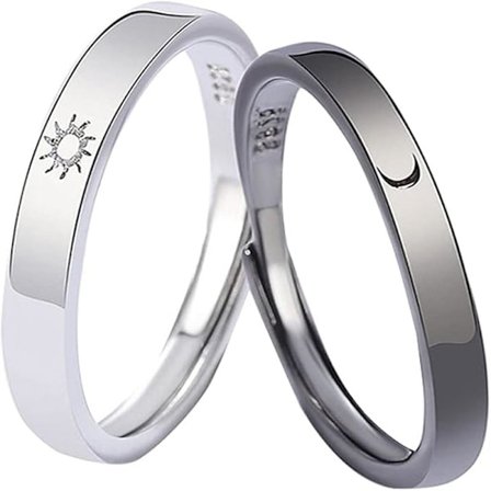 Parringe, Måne og Sol Parringe til Ham og Hende Sæt, Galvaniseret Hvidt Stål Måne Ring til Kvinder Sol, Matchende Ringe til Par