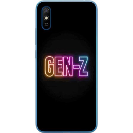Yhteensopiva Puhelinkuori Xiaomi Xiaomi Redmi 9A Neontext Gen Z värikkäässä valossa tummaa taustaa vasten modernissa digitaalisessa tyyliissä